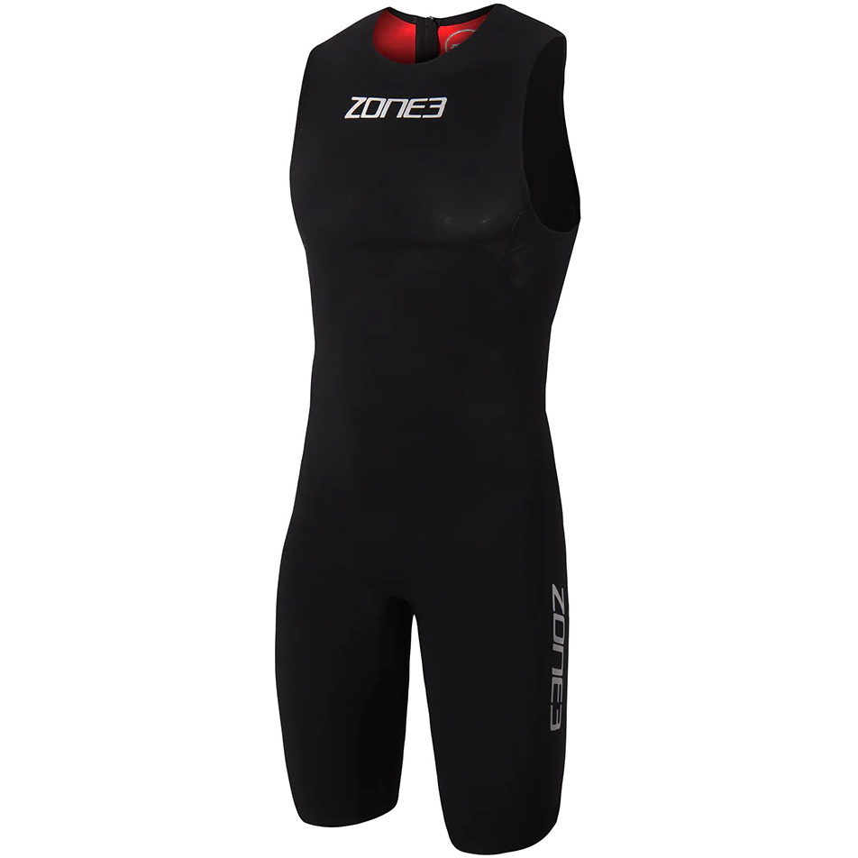 2026 Zone3 Streamline Back Zip Sleeveless Shorty Swimskin SS18MSTL101 - Sort / Rød